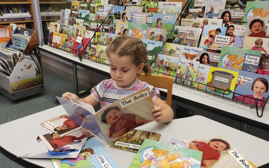 Girl reading books